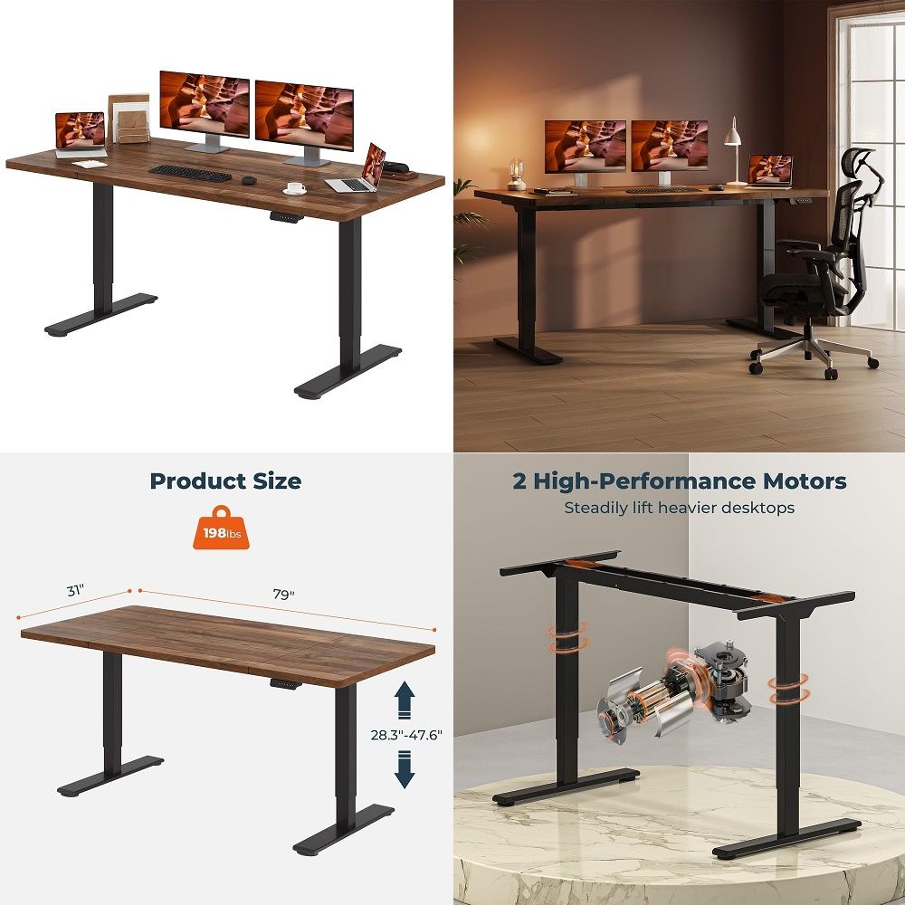 Home Office With Two Desks - Adjustable Height Standing Desk with 4