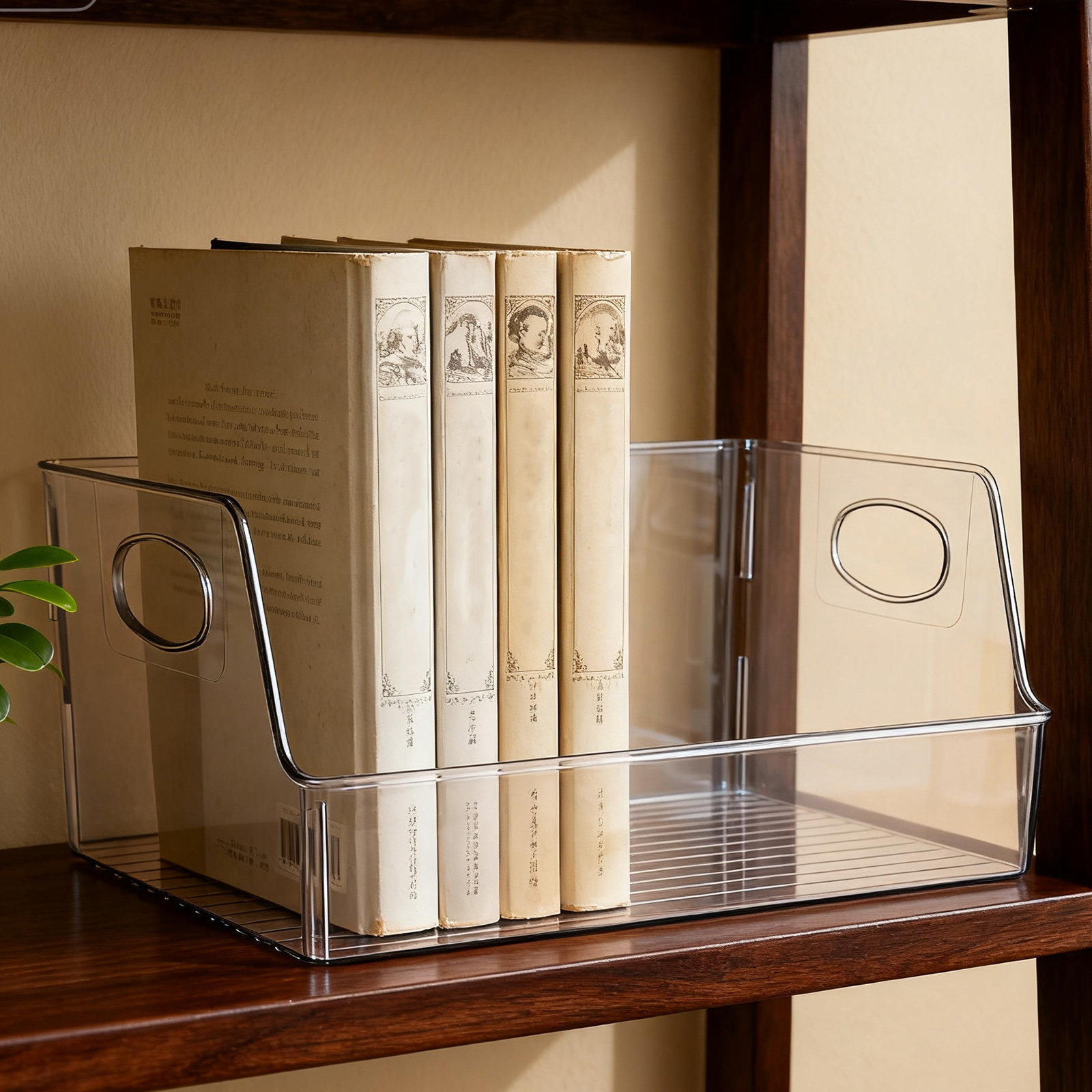 Home Office Library - Sturdy Drop Resistant Clear Book Bin