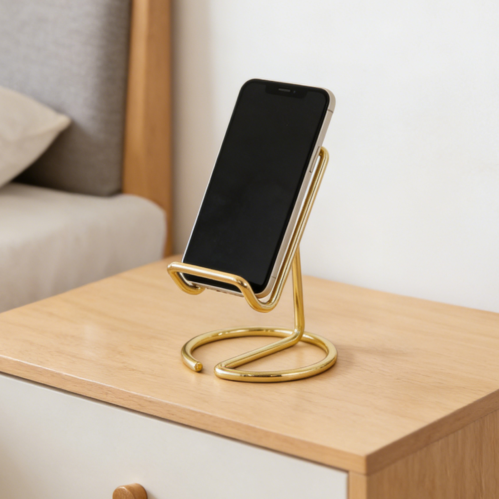 Home Office With Two Desks - Metal Phone Stand Iron Art Desktop