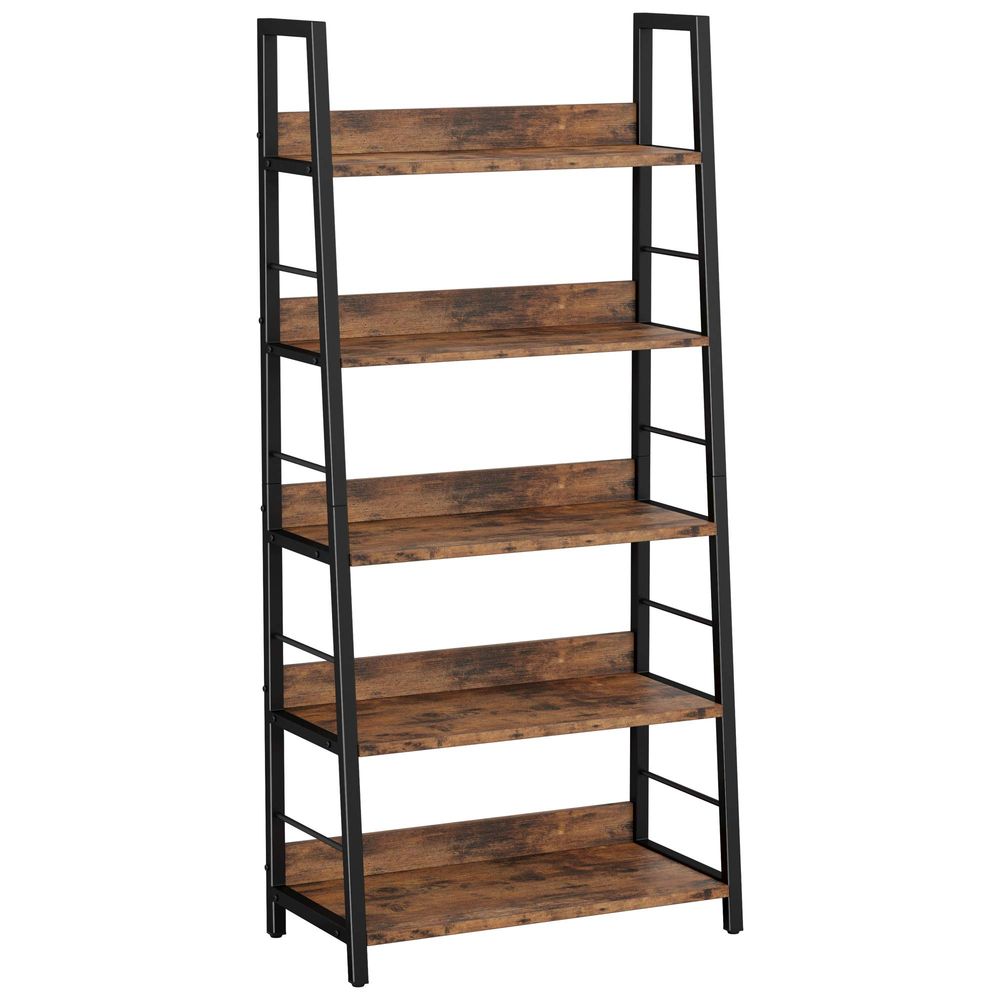 Home Office In Living Room - Industrial Bookshelves and Bookcases, Ladder Shelf
