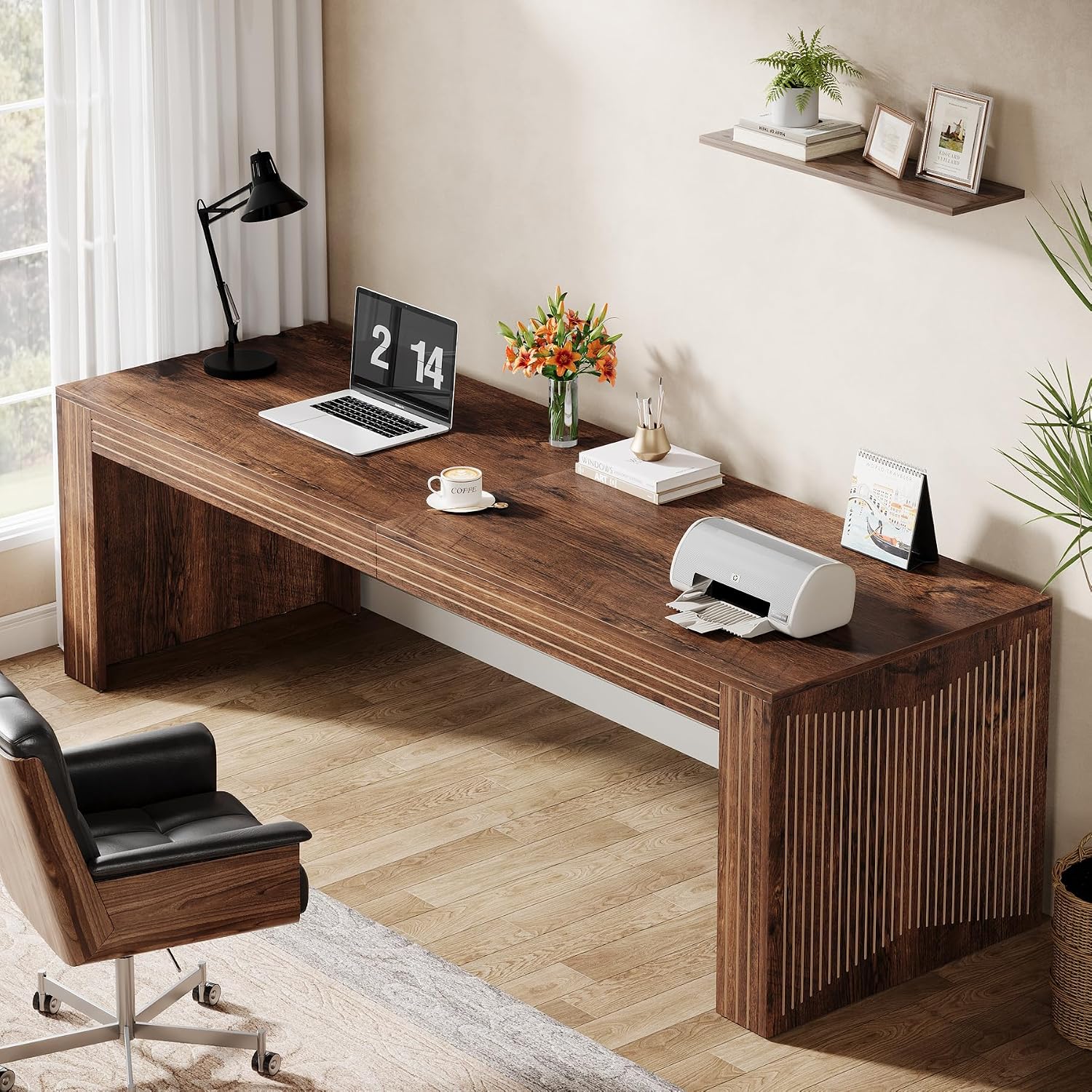 Home Office With Two Desks - 79 Inch Extra Long Two Person
