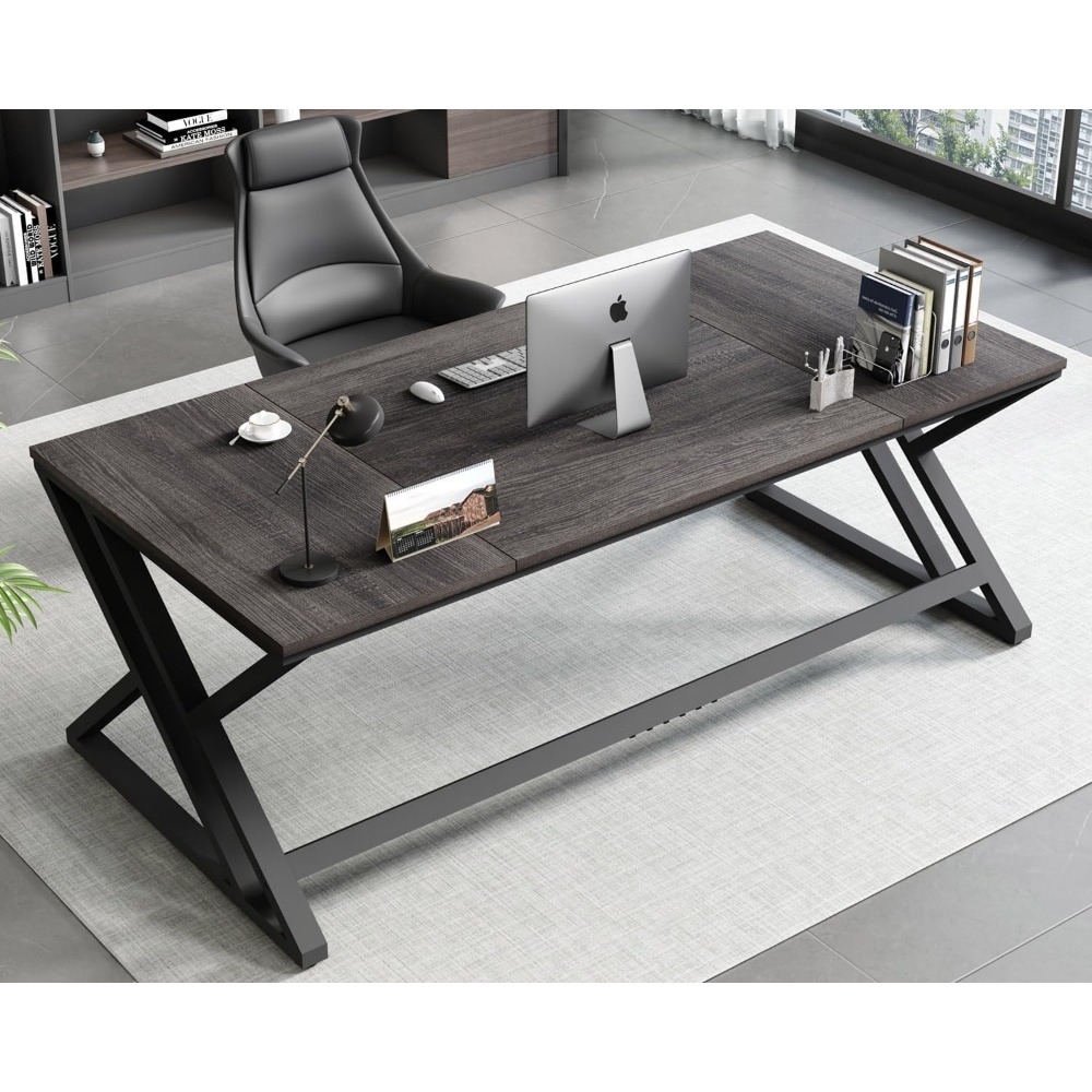 Home Office With Two Desks - Large Rustic Computer Desk,Industrial Extra Long