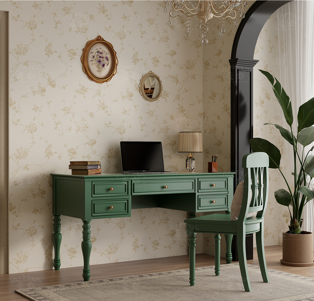 Vintage Style Two-in-One Offic – Home Office With Two Desks Bewertung und Preis