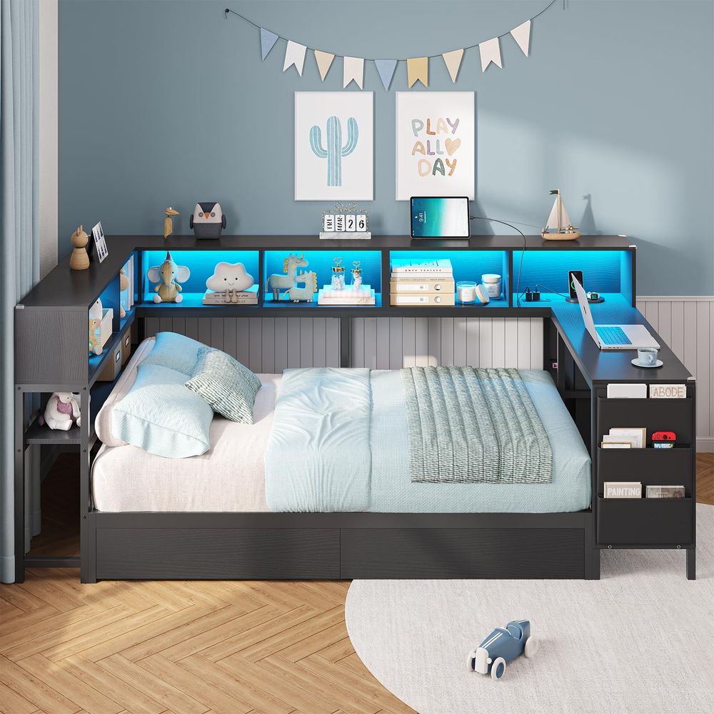 Corner Twin Bed Frame with Des – Desk Charging Station Bewertung und Preis