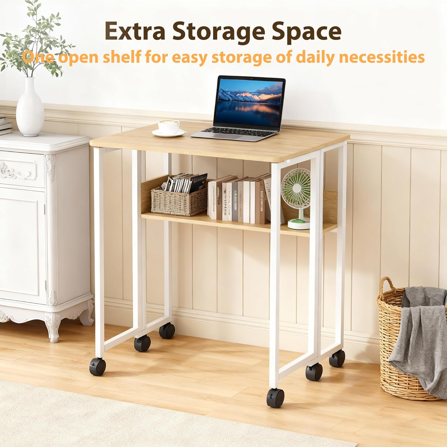 Folding Desk with Storage Shel – Home Office Work Table Bewertung und Preis