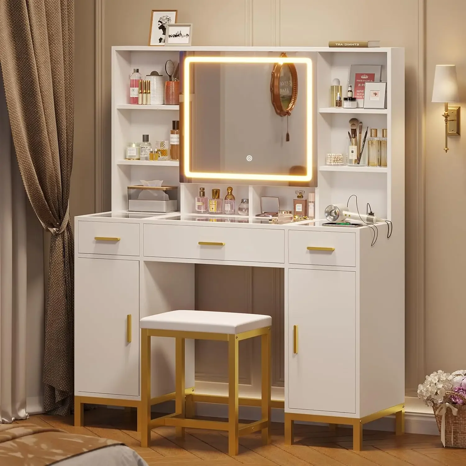 -Vanity Desk With Openable Mir – Desk Charging Station Bewertung und Preis