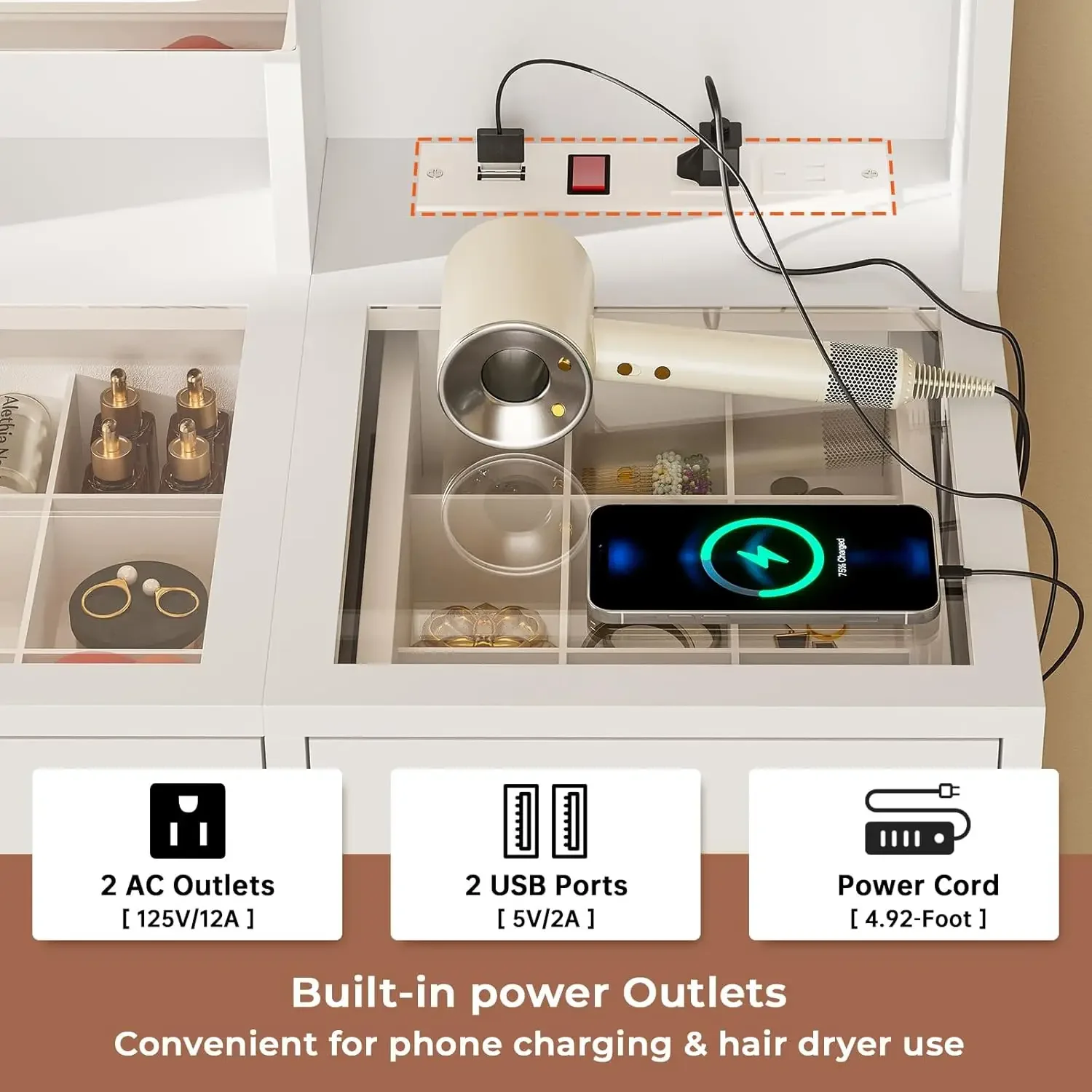 -Vanity Desk With Openable Mir – Desk Charging Station Bewertung und Preis