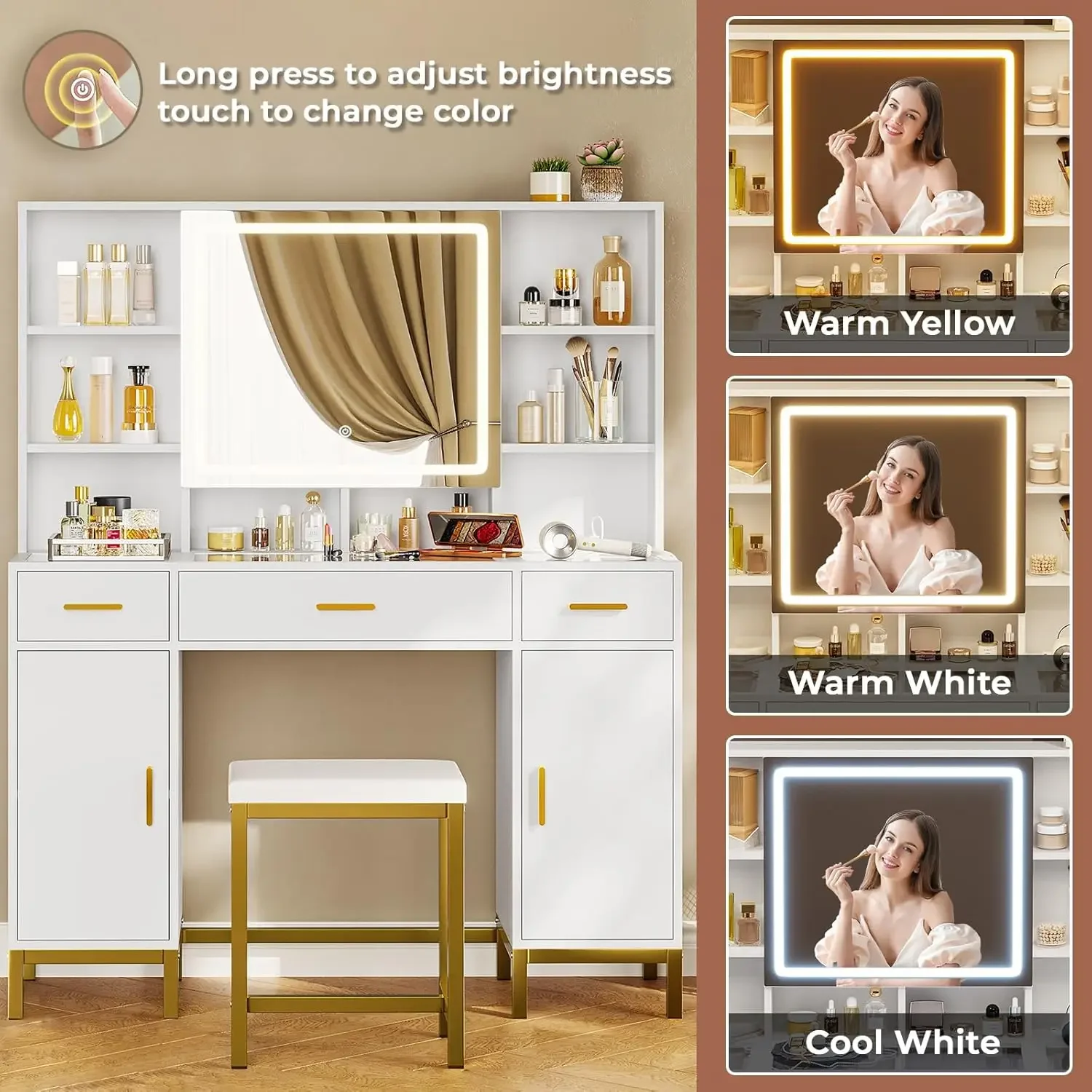 -Vanity Desk With Openable Mir – Desk Charging Station Bewertung und Preis