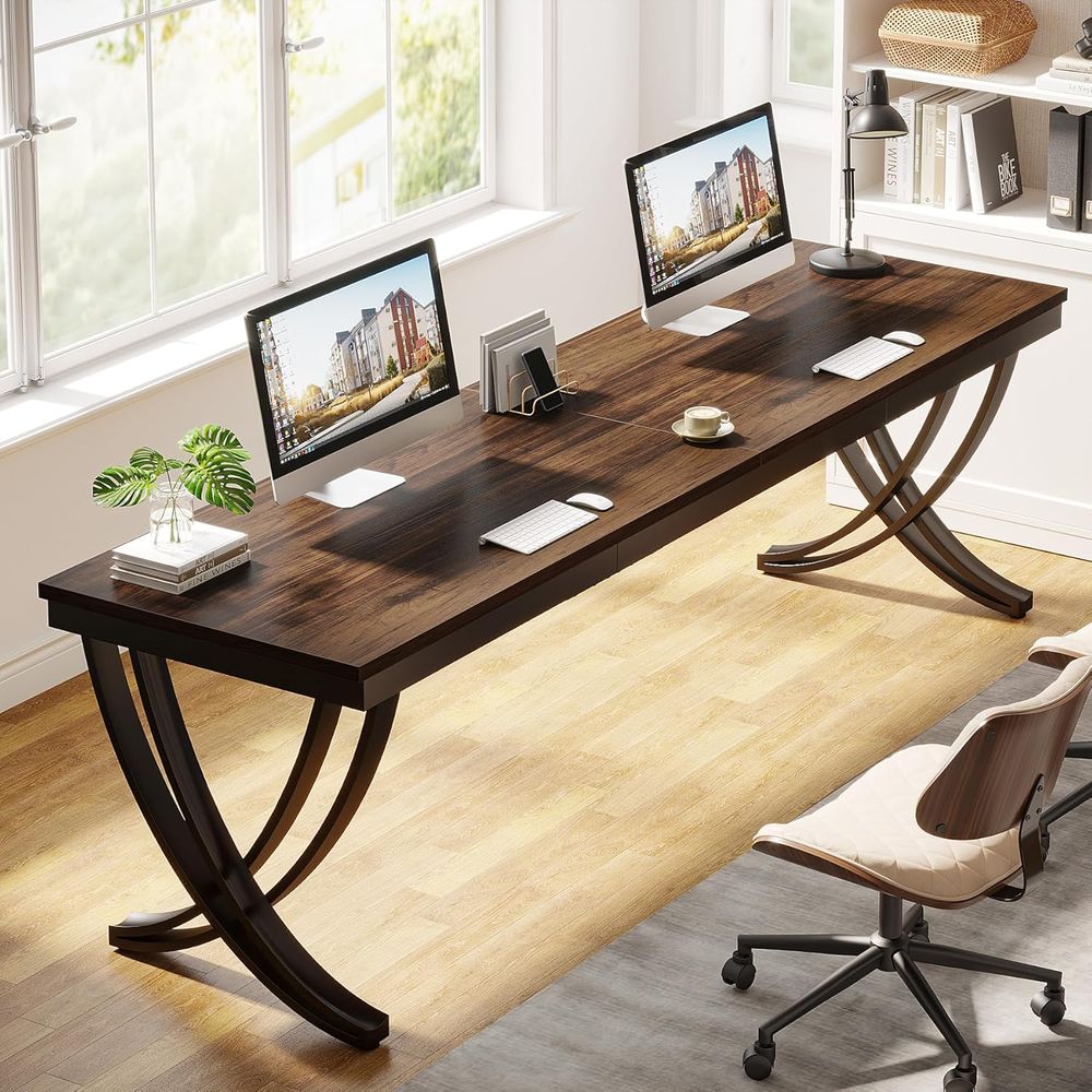 78 Inch Rustic Brown Double De – Home Office With Two Desks Bewertung und Preis