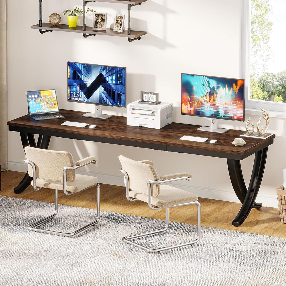 78 Inch Rustic Brown Double De – Home Office With Two Desks Bewertung und Preis