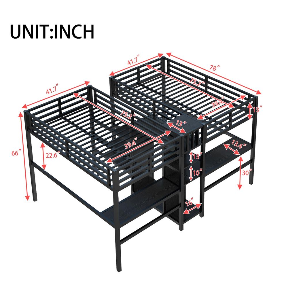 Twin Double Loft Bed with 2Des – Desk Charging Station Bewertung und Preis