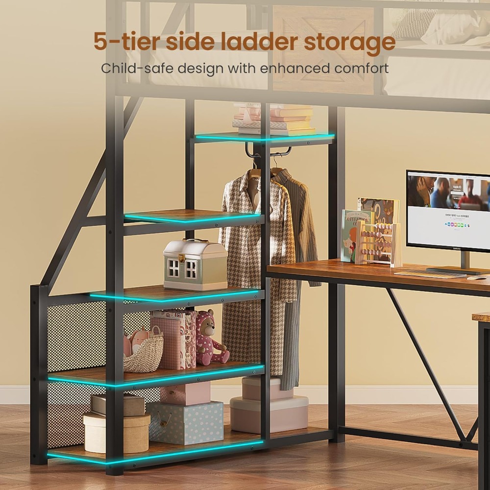 Twin Size Loft Bed with L Shap – Desk Charging Station Bewertung und Preis