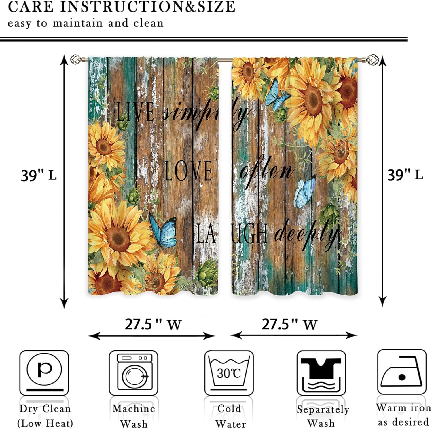 Rustic Sunflower Wood Curtains – Home Office Quotes Bewertung und Preis
