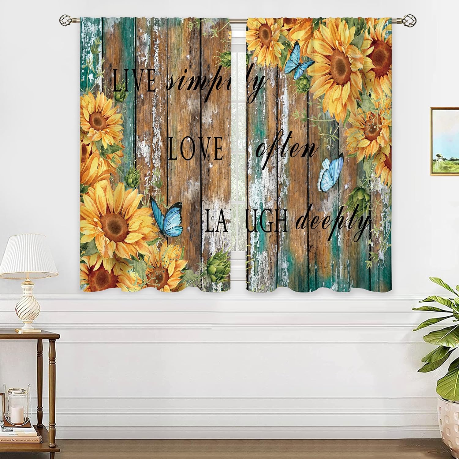 Rustic Sunflower Wood Curtains – Home Office Quotes Bewertung und Preis