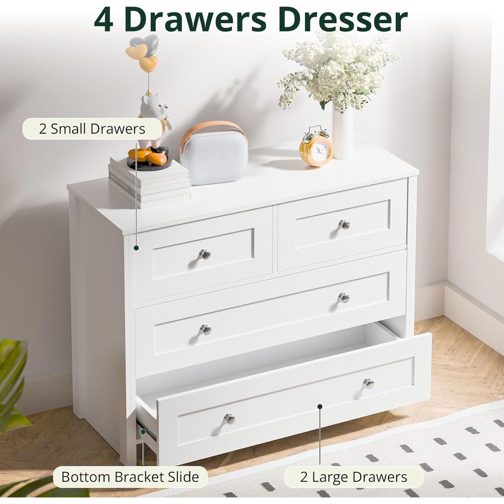 40-inch Wide 4-Drawer White Wo – Home Office In Living Room Bewertung und Preis