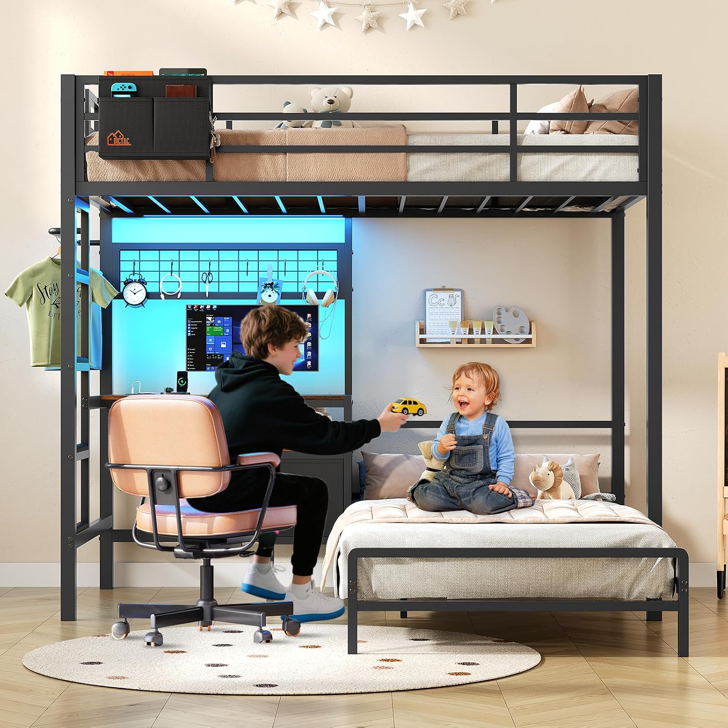 Twin Over Twin Bunk Bed with D – Desk Charging Station Bewertung und Preis