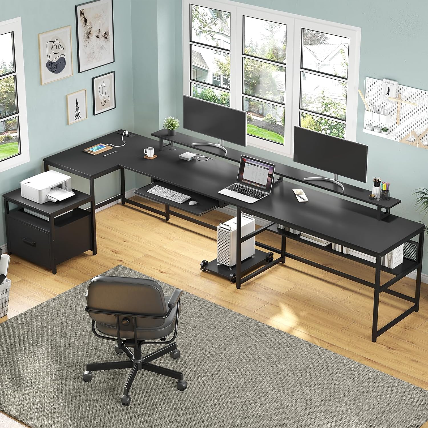 U Shaped Desk,101.5''Reversibl – Home Office With Two Desks Bewertung und Preis
