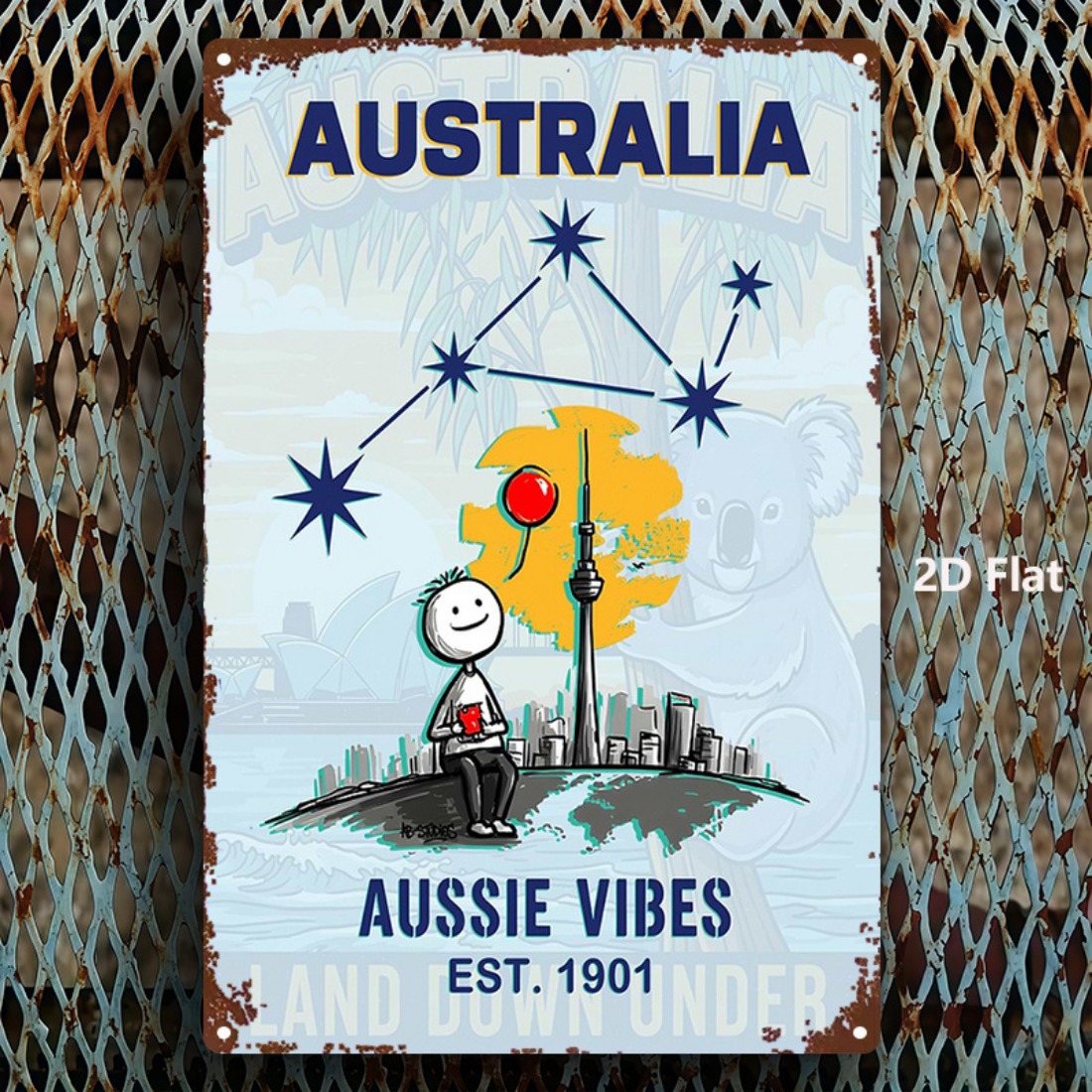 Metal Sign 2D Flat 1pc Austral – Home Office Australia Bewertung und Preis