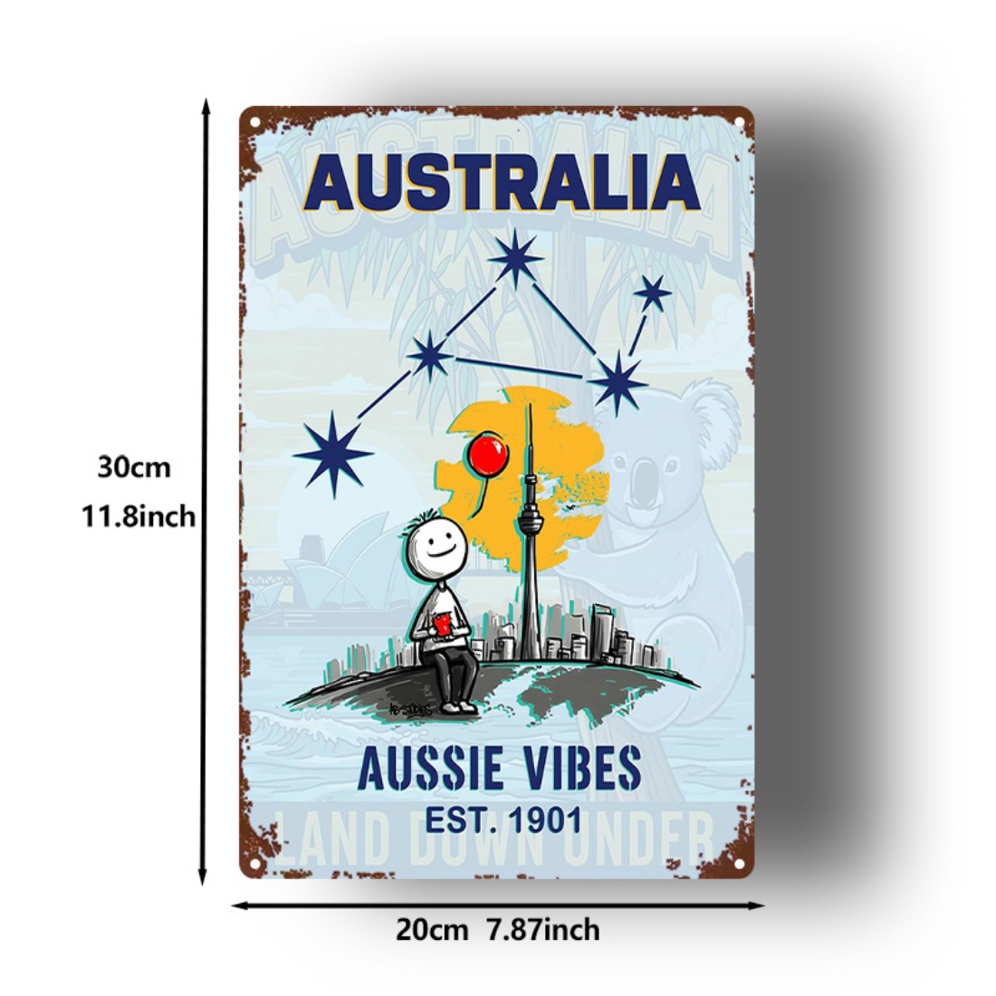 Metal Sign 2D Flat 1pc Austral – Home Office Australia Bewertung und Preis