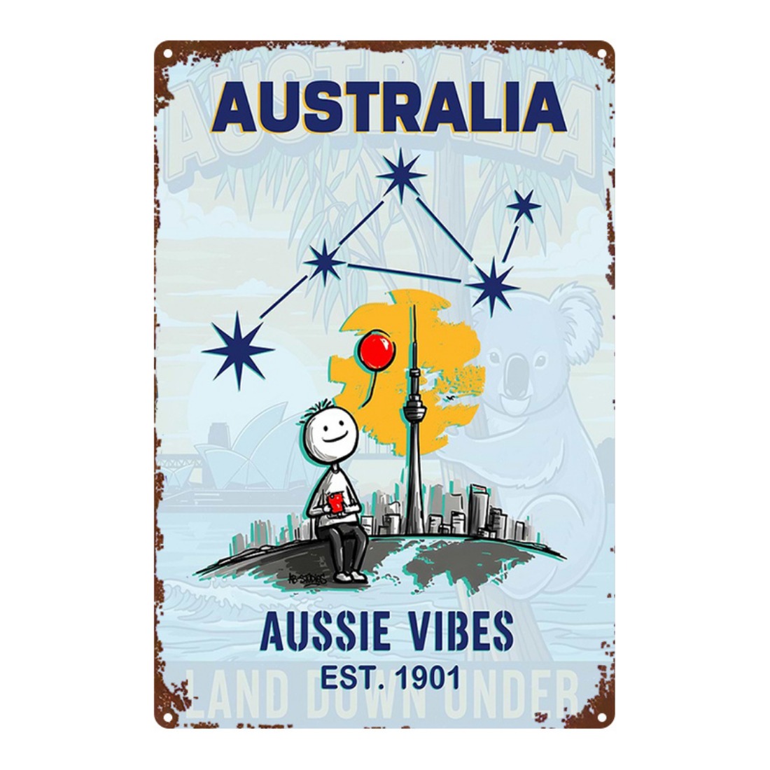 Metal Sign 2D Flat 1pc Austral – Home Office Australia Bewertung und Preis