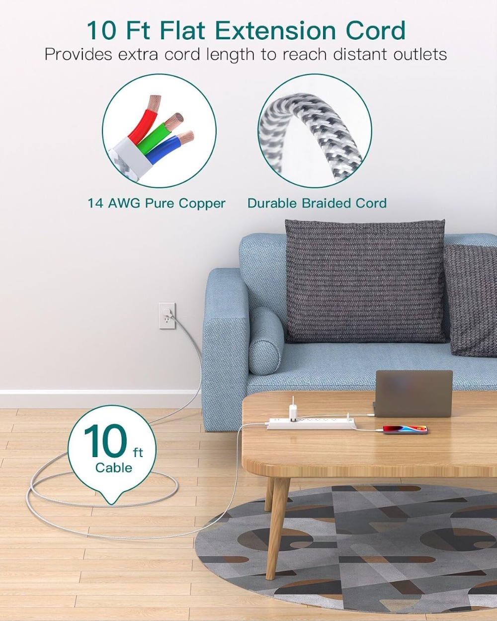 10ft Extension Cord Power Stri – Desk Charging Station Bewertung und Preis