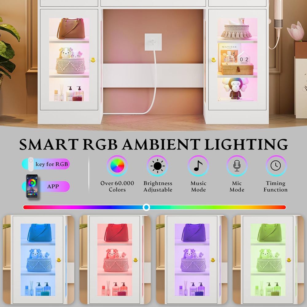 LED-Lit Makeup Vanity Desk wit – Desk Charging Station Bewertung und Preis