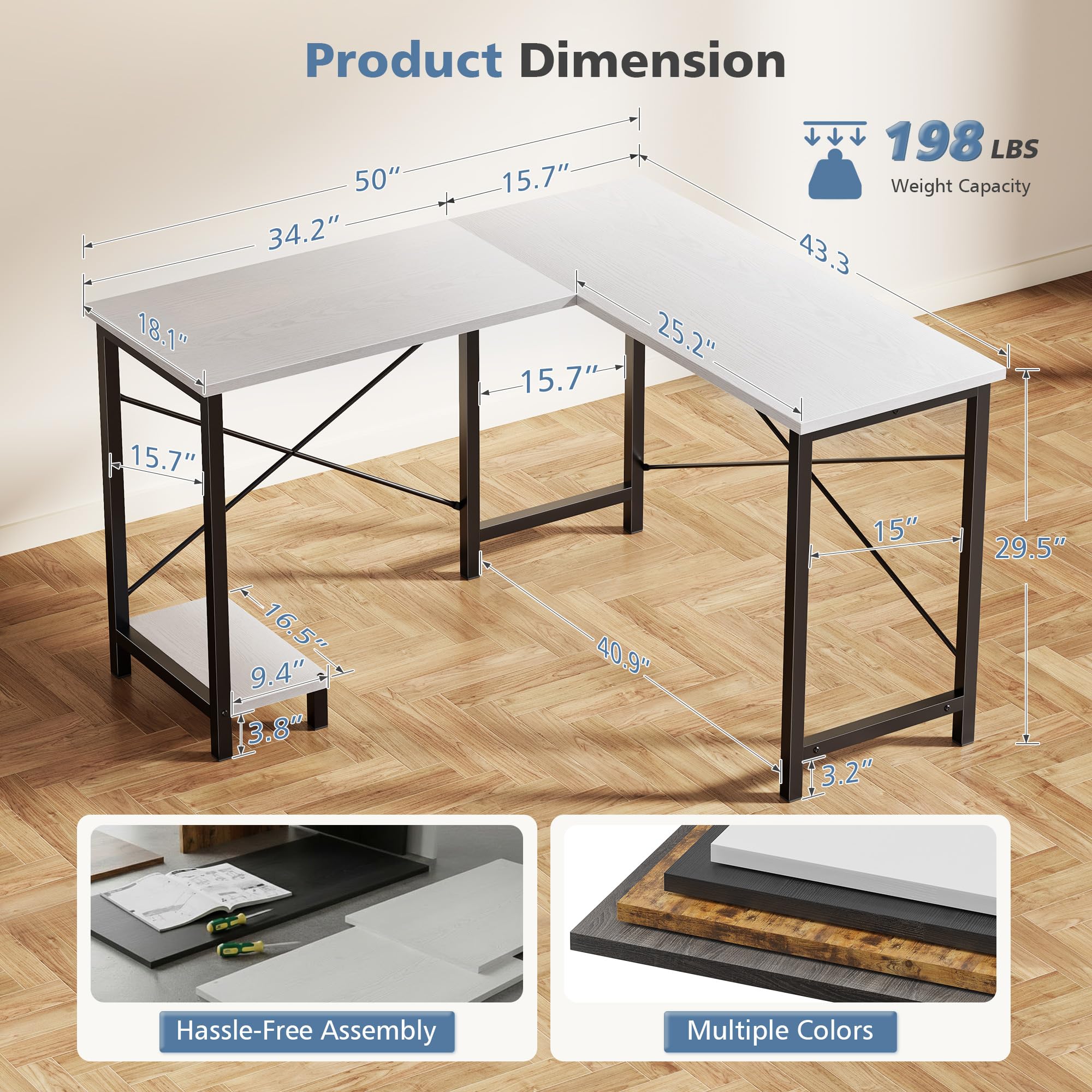 JHK 50 Inch L Shaped Desk Comp – Home Office Work Table Bewertung und Preis