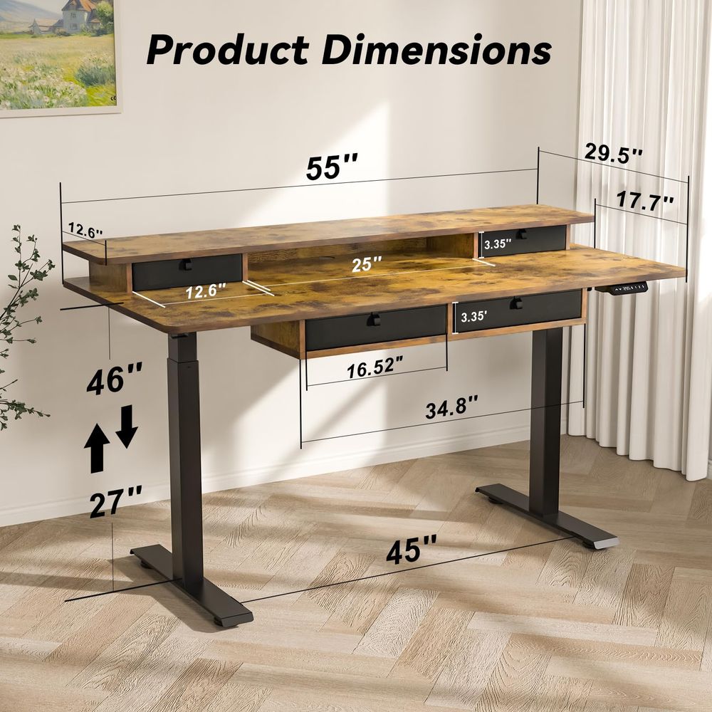 Adjustable Height Standing Des – Home Office With Two Desks Bewertung und Preis