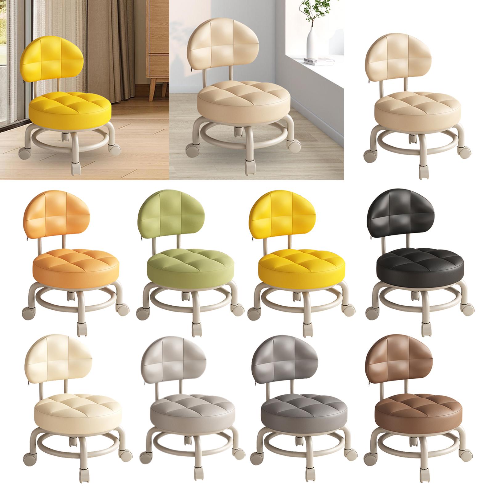 Low Round Rolling Stool PU Lea – Home Office Library Bewertung und Preis