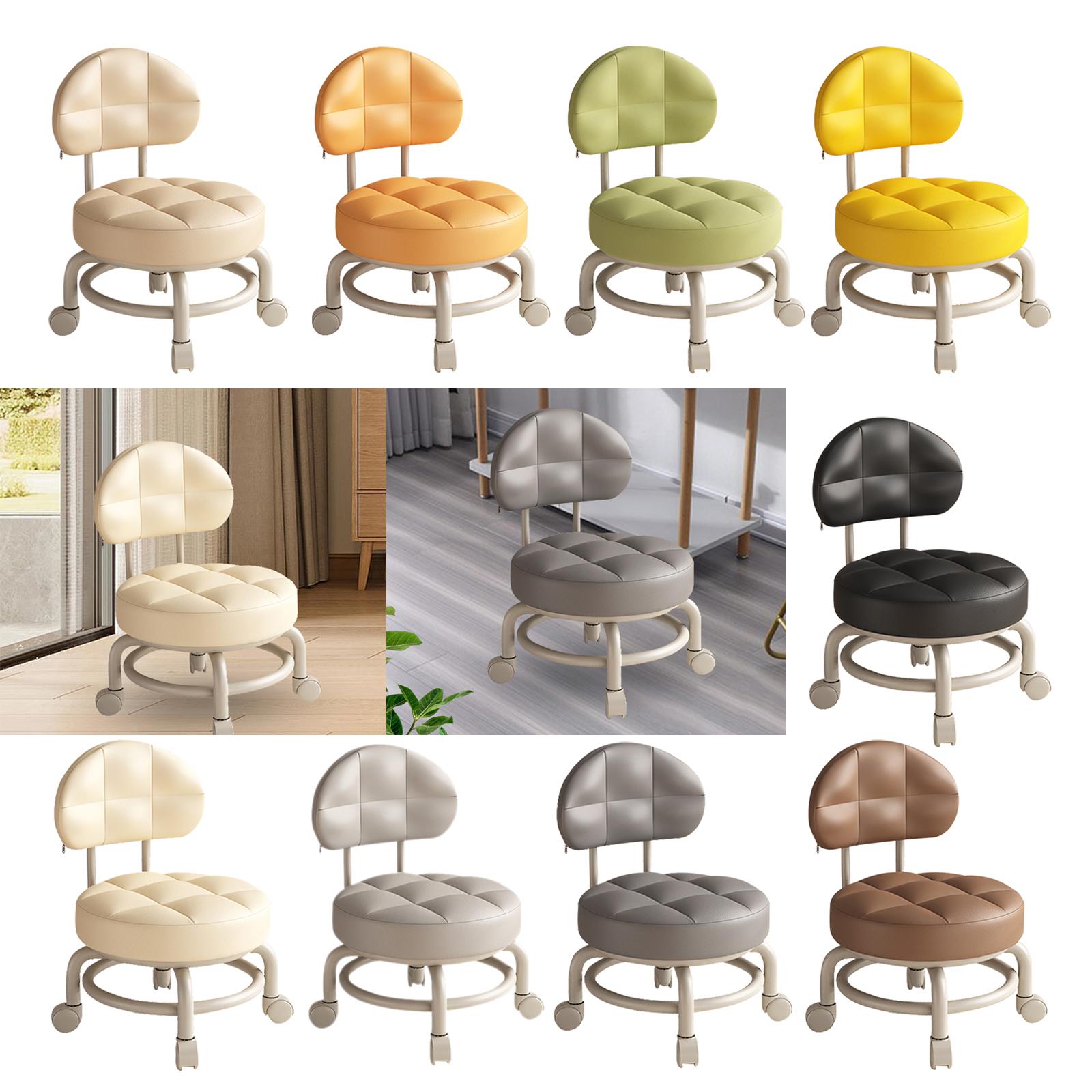 Low Round Rolling Stool PU Lea – Home Office Library Bewertung und Preis