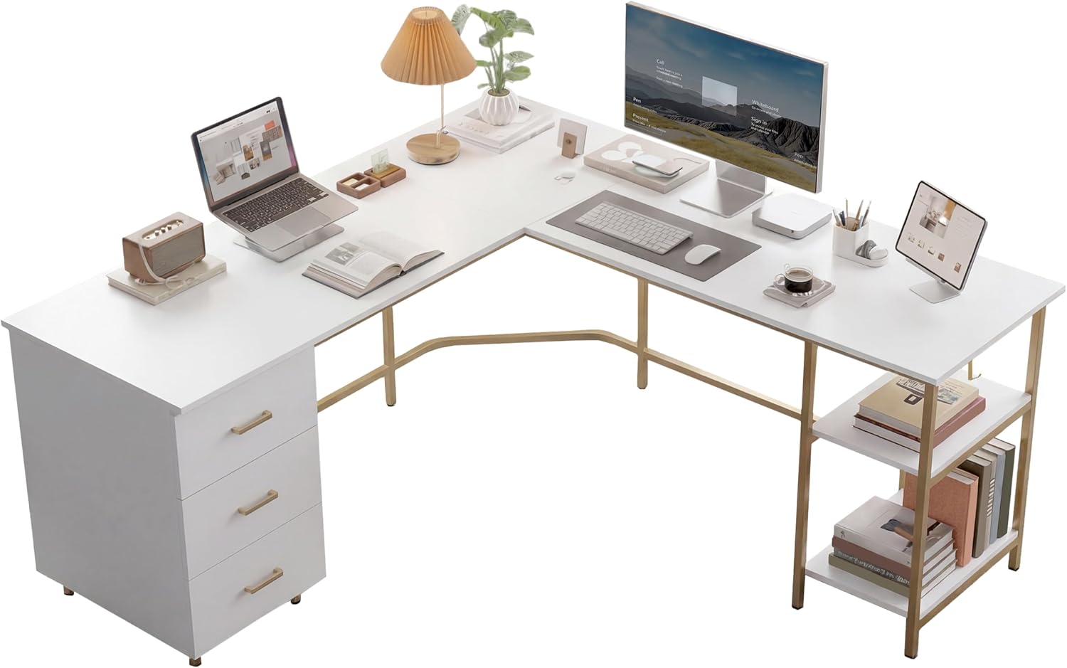 Techni Mobili L Shaped Desk -  – Home Office With Two Desks Bewertung und Preis