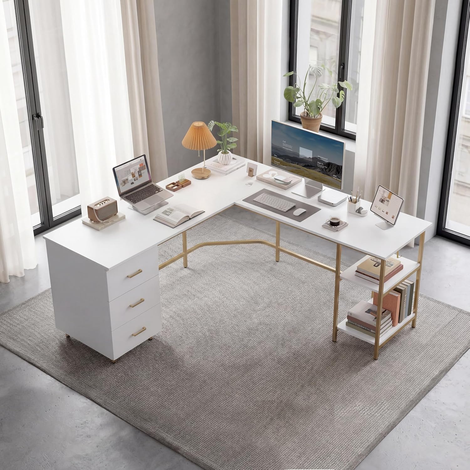 Techni Mobili L Shaped Desk -  – Home Office With Two Desks Bewertung und Preis