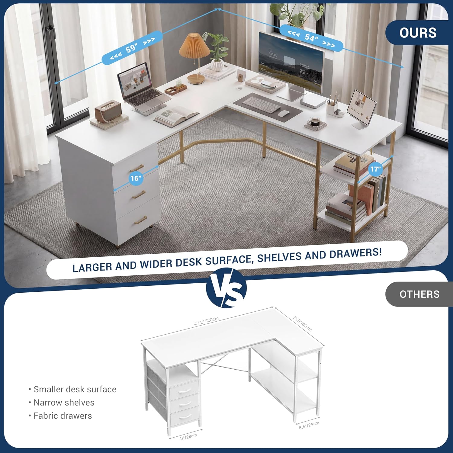 Techni Mobili L Shaped Desk -  – Home Office With Two Desks Bewertung und Preis