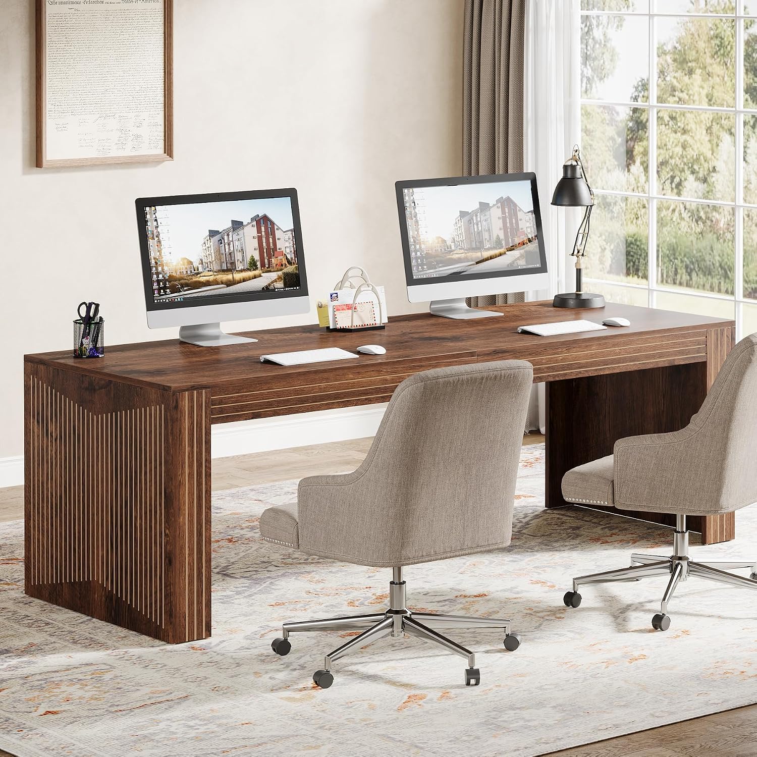 79 Inch Extra Long Two Person  – Home Office With Two Desks Bewertung und Preis
