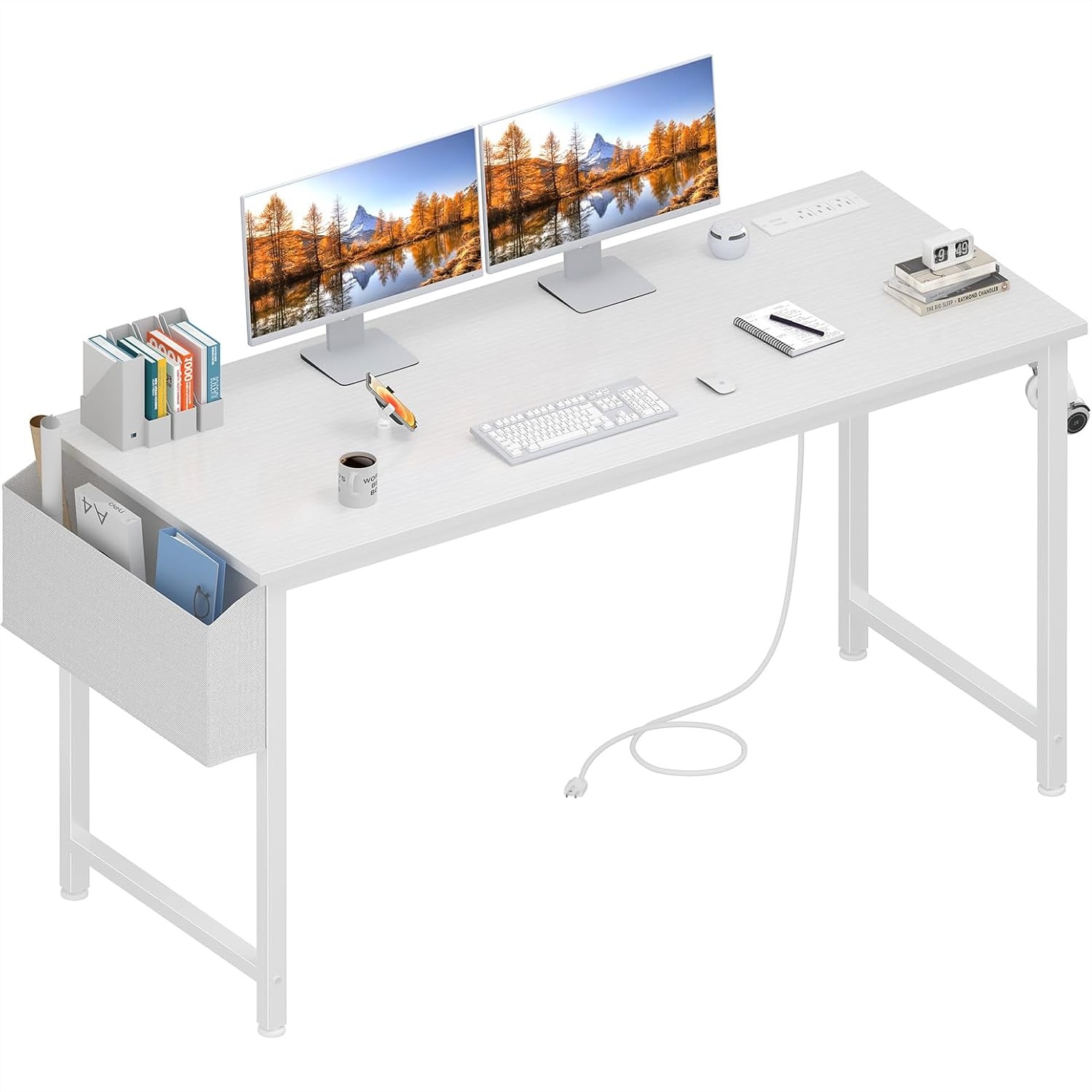 White Computer Desk with Power – Home Office Work Table Bewertung und Preis