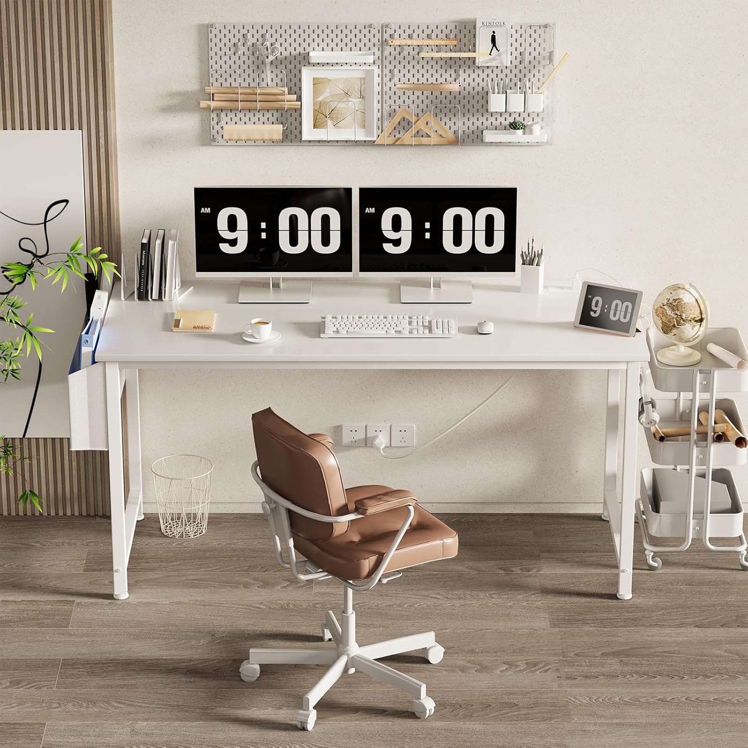 White Computer Desk with Power – Home Office Work Table Bewertung und Preis