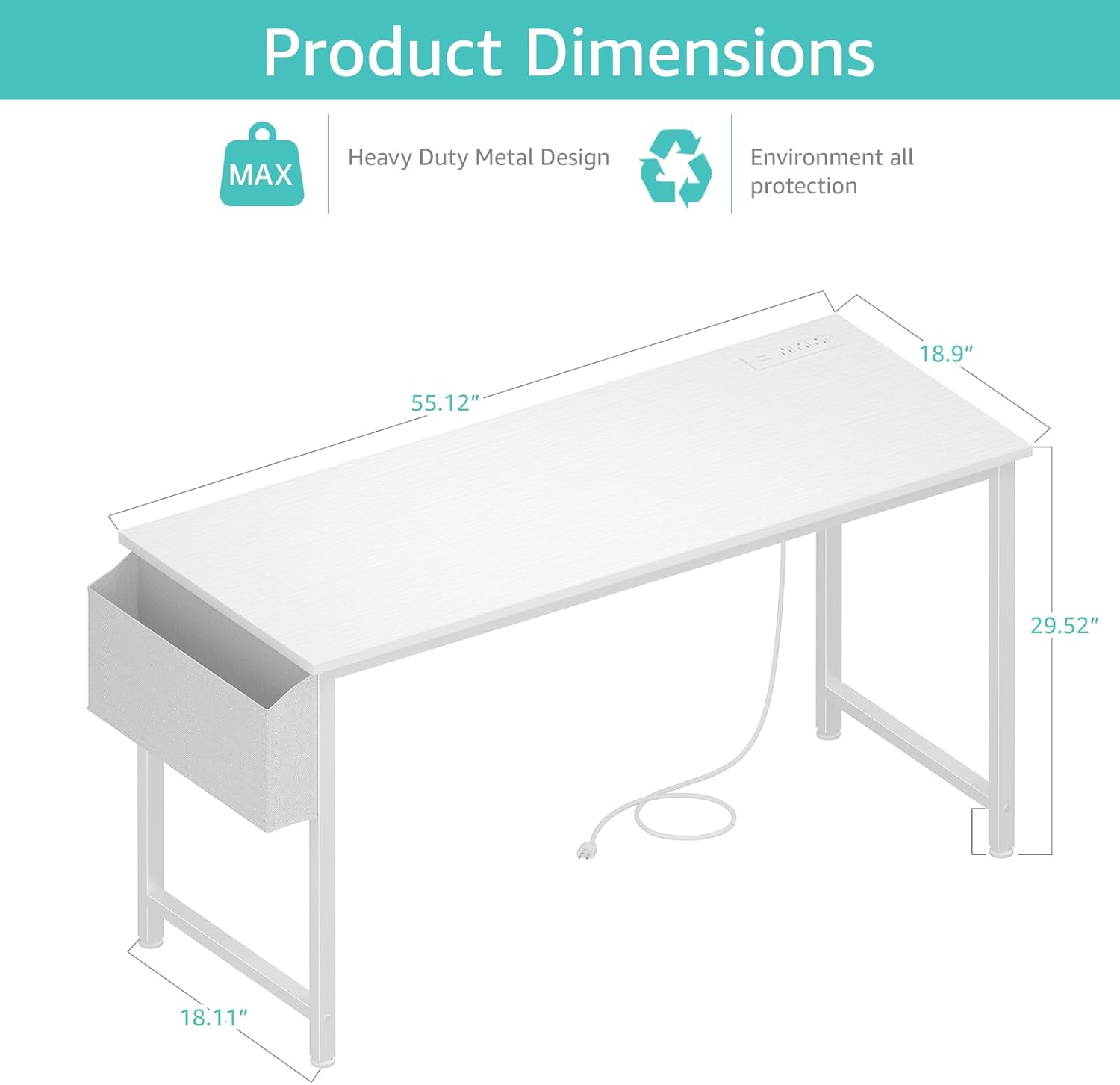 White Computer Desk with Power – Home Office Work Table Bewertung und Preis