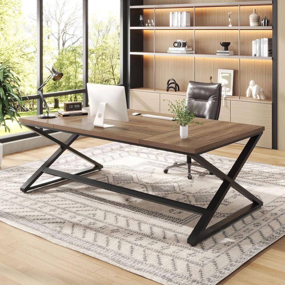 70.8 Rustic Oak Double PC Gami – Home Office With Two Desks Bewertung und Preis