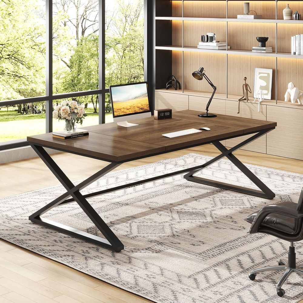 70.8 Rustic Oak Double PC Gami – Home Office With Two Desks Bewertung und Preis