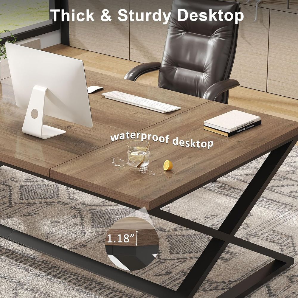 70.8 Rustic Oak Double PC Gami – Home Office With Two Desks Bewertung und Preis