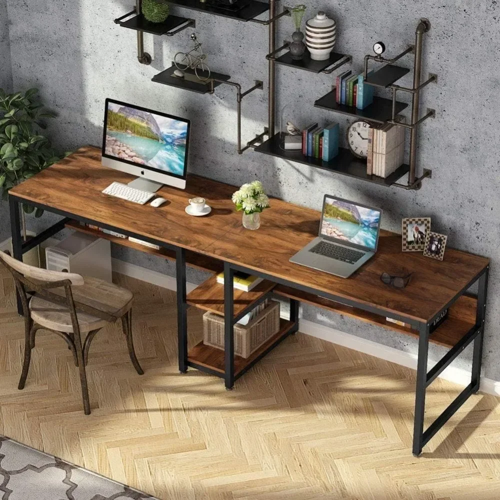 # Two Person Desk With Bookshe – Home Office With Two Desks Bewertung und Preis