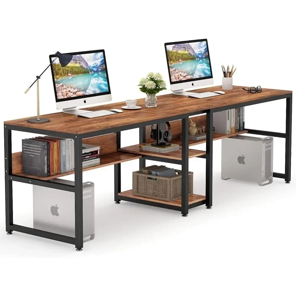 # Two Person Desk With Bookshe – Home Office With Two Desks Bewertung und Preis
