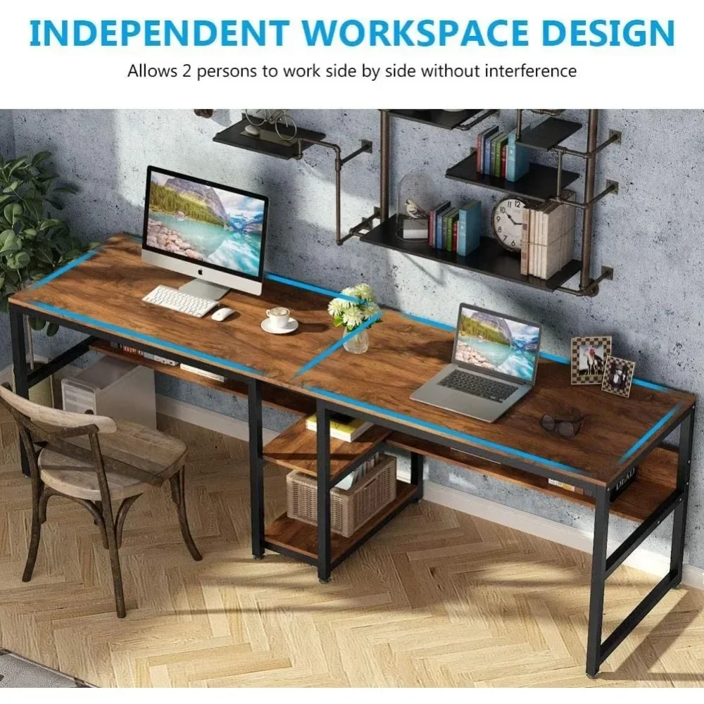 # Two Person Desk With Bookshe – Home Office With Two Desks Bewertung und Preis