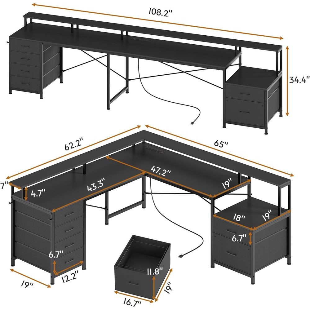 L-Shaped 108 Home Office Desk  – Home Office With Two Desks Bewertung und Preis