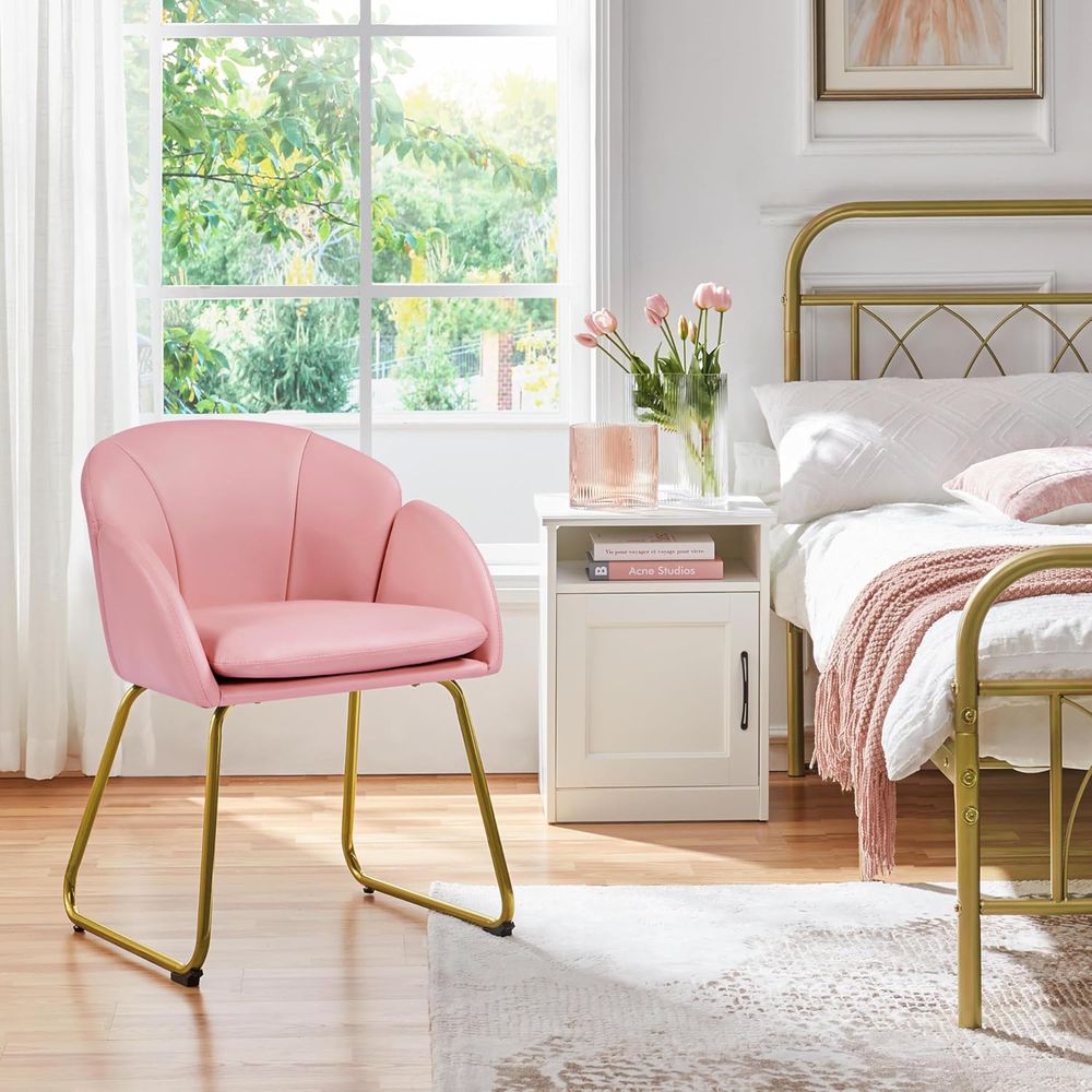 Pink PU Leather Vanity Chair w – Home Office In Living Room Bewertung und Preis