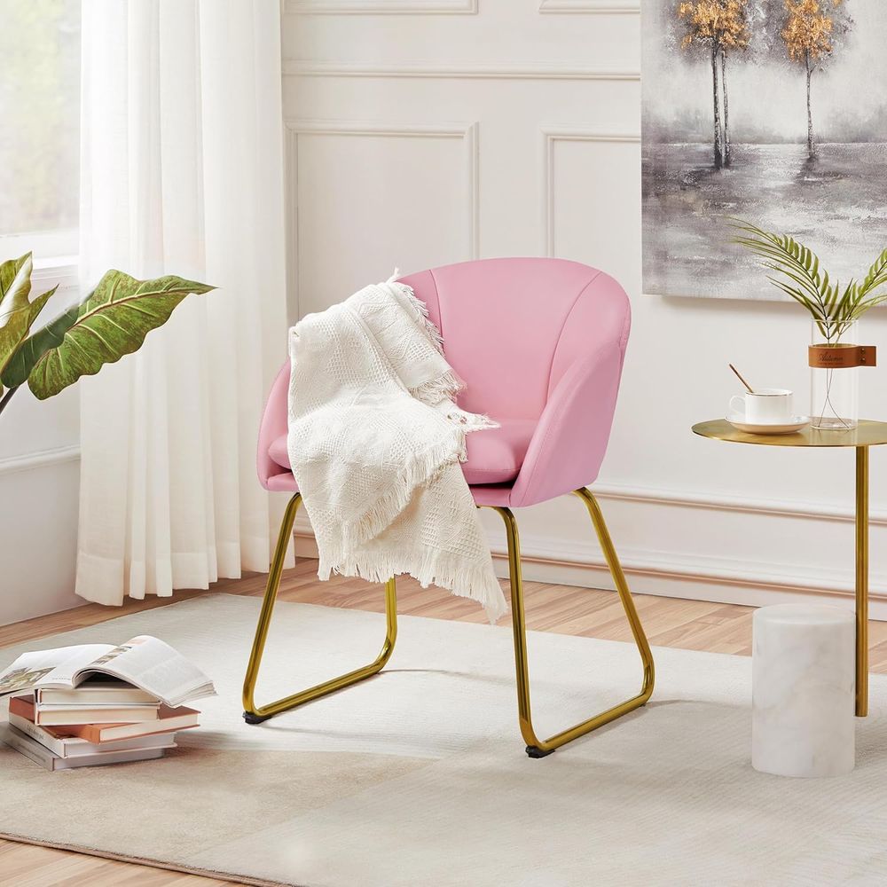 Pink PU Leather Vanity Chair w – Home Office In Living Room Bewertung und Preis